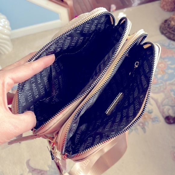 Brand New Steve Madden Sparkly Jewel Beaded Large Strap Zippered Crossbody Purse - Picture 13 of 16